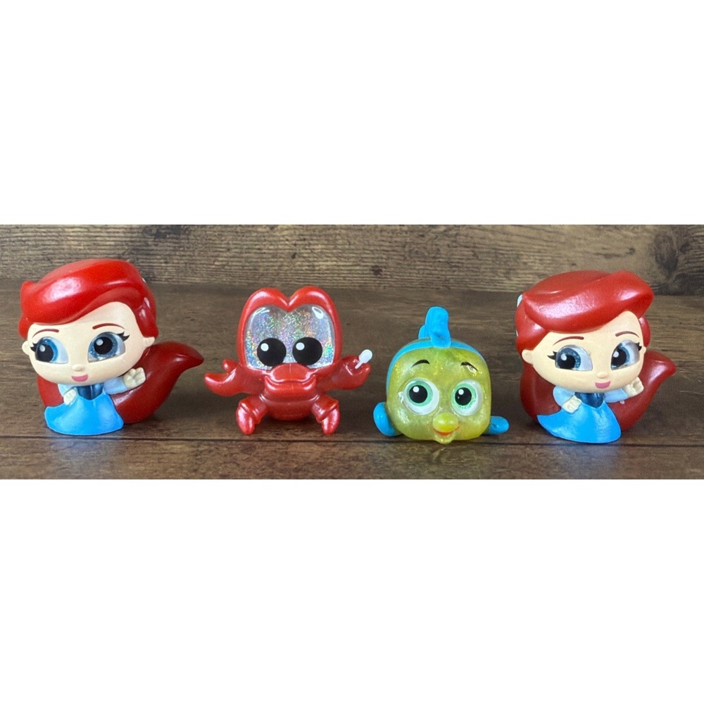 Disney Doorables Little Mermaid Character Lot-Two Ariels, Sebastian & Flounder